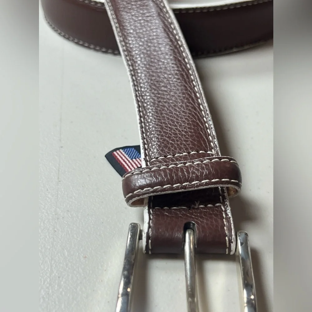 Brighton Hand Made in USA Men’s Size 44 Brown Leather Designer Belt Pebble